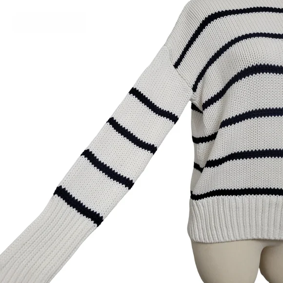 LA LIGNE White/ Navy Blue Marina Striped Sweater Size XS - Picture 7 of 11